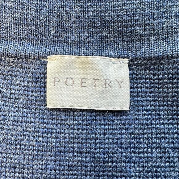 Poetry Merino Wool Tunic Sweater Collared half Button Down Blue 12 - Picture 6 of 10